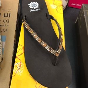 Rhinestone Yellow Box flip flops